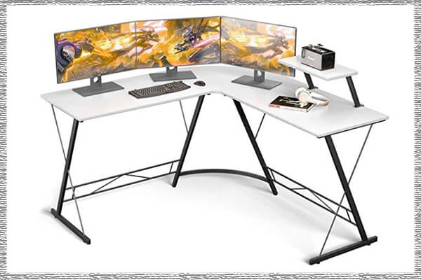 white corner gaming desks